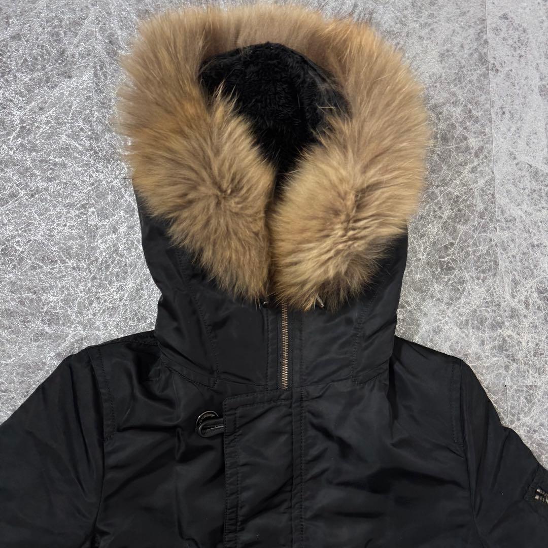 バーバリーブルーレーベル ノバチェックライナー付 ファーモッズコート 40 黒