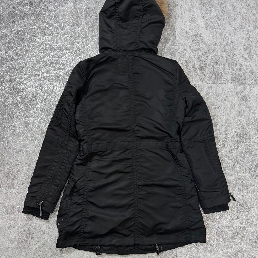 バーバリーブルーレーベル ノバチェックライナー付 ファーモッズコート 40 黒