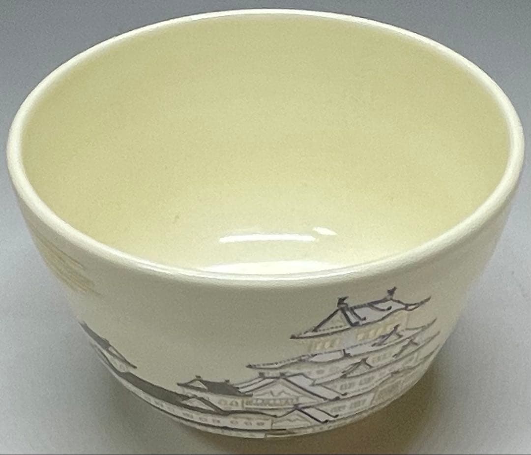 脇田雄峰　色絵　姫路城ノ画　平成大修理　茶碗　四方桟共箱　共布　栞　eb9151