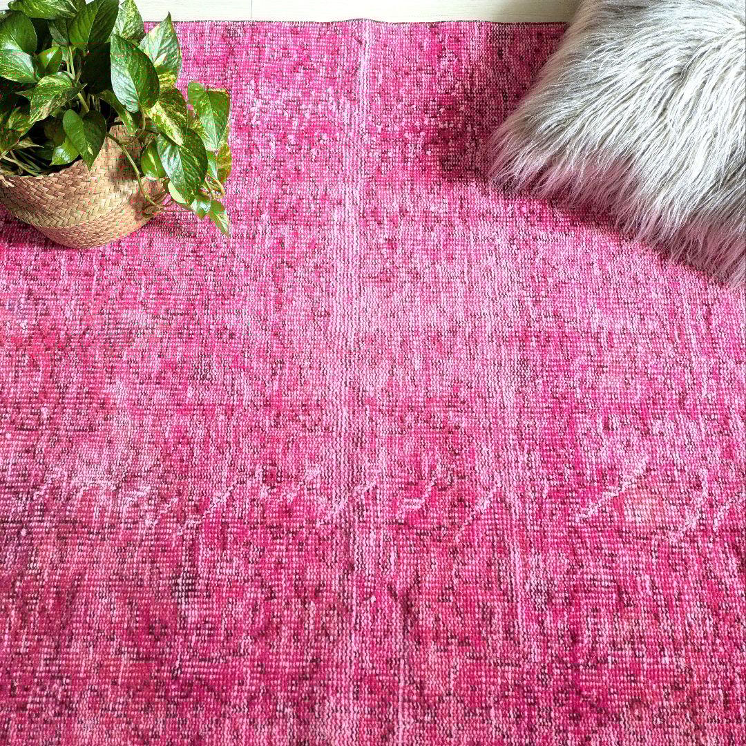 116×184 オーバーダイピンク　トルコヴィンテージラグ