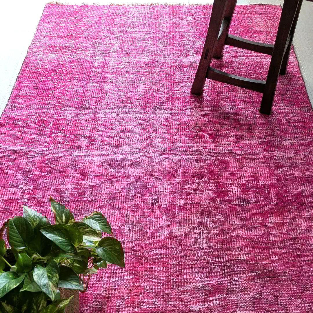 116×184 オーバーダイピンク　トルコヴィンテージラグ