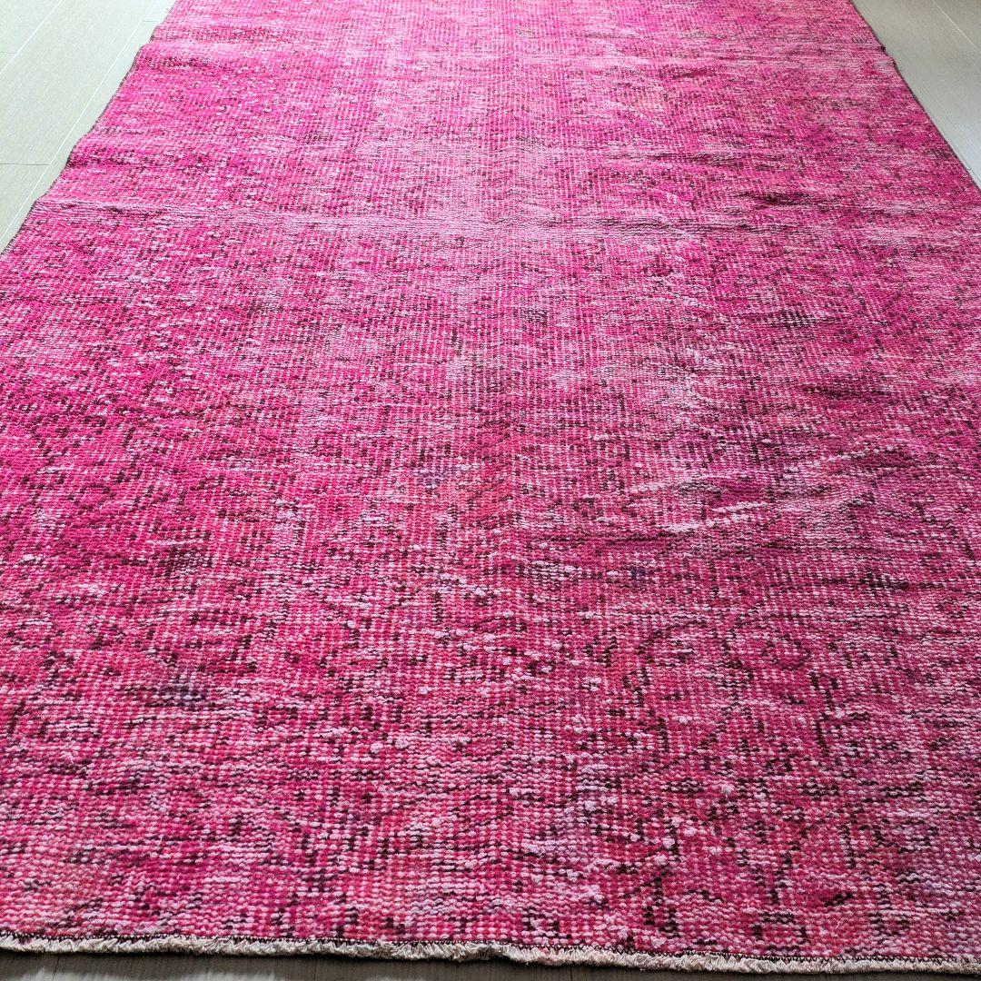 116×184 オーバーダイピンク　トルコヴィンテージラグ
