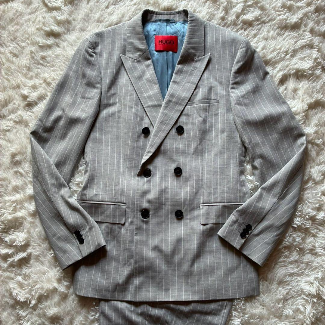 極美品/L ヒューゴボス　セットアップ　スーツ　テーラードジャケット　ダブル