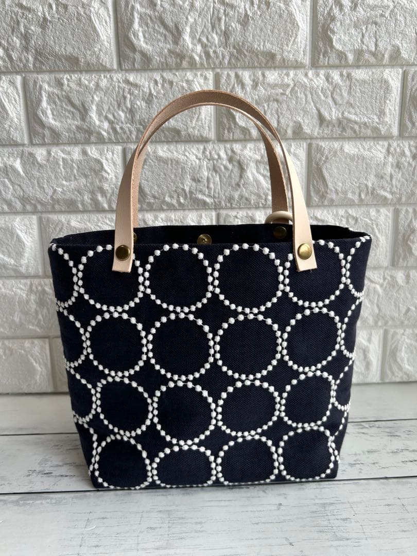 【952】フォロワー500人突破感謝ミナペルホネンタンバリントートバッグネイビー