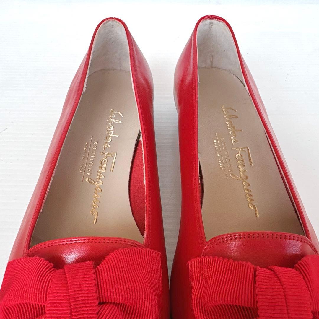 サルヴァトーレフェラガモ　リボン　パンプス　バレリーナ　フラットシューズ　6C