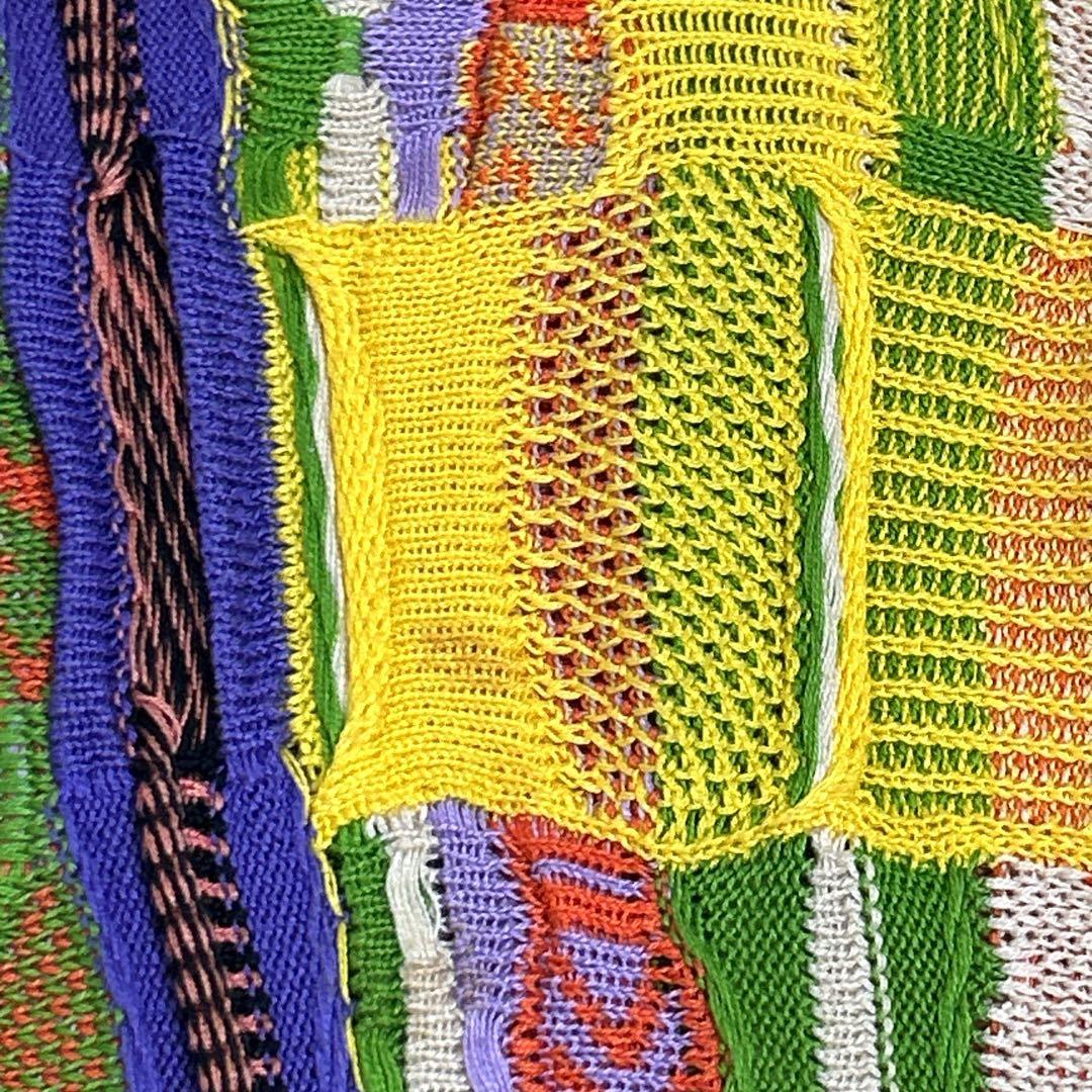 COOGI クージー 3Dニット 縦縞 幾何学模様 マルチカラー L