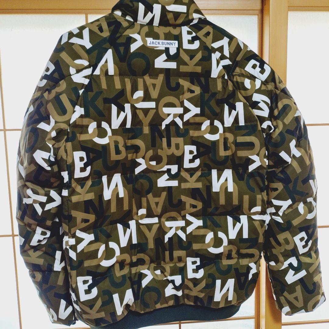 ジャックバニー 中綿ジャケット カーキ×白 英字総柄 シリコンワッペン サイズ5