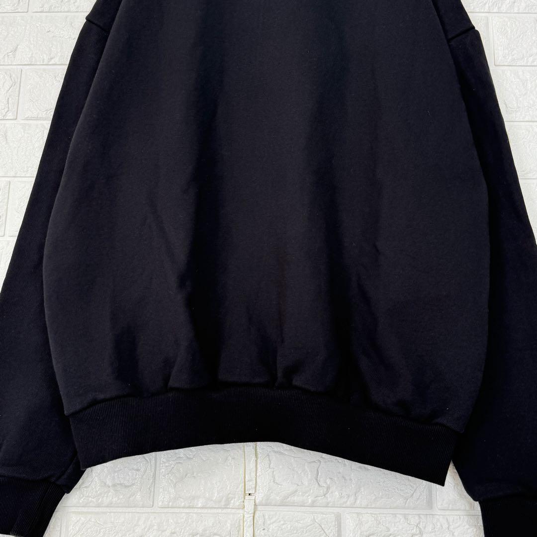 フィールズ【L】黒 長袖スウェット 上杉柊平 ロゴ刺繍 厚手 微ストレッチ 秋冬