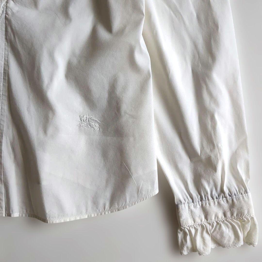 バーバリー 長袖シャツ ブラウス フリル ティアード ノバチェック ホース刺繡