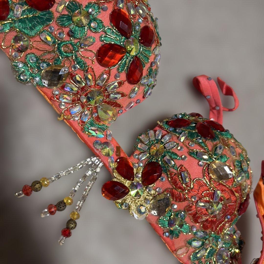 ベリーダンス用コーラルピンクブラ