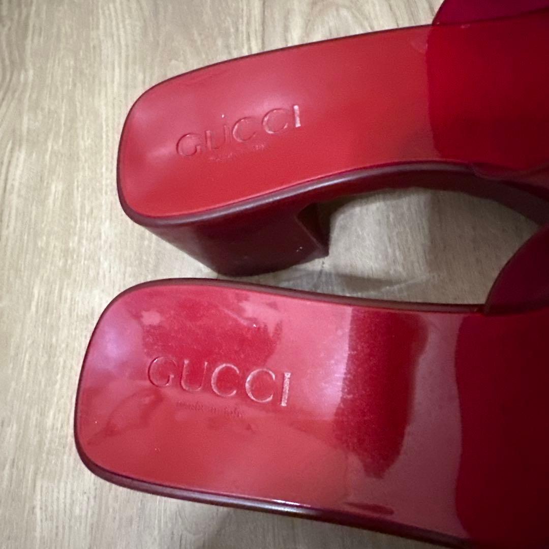 GUCCIラバーサンダル 37 レッド