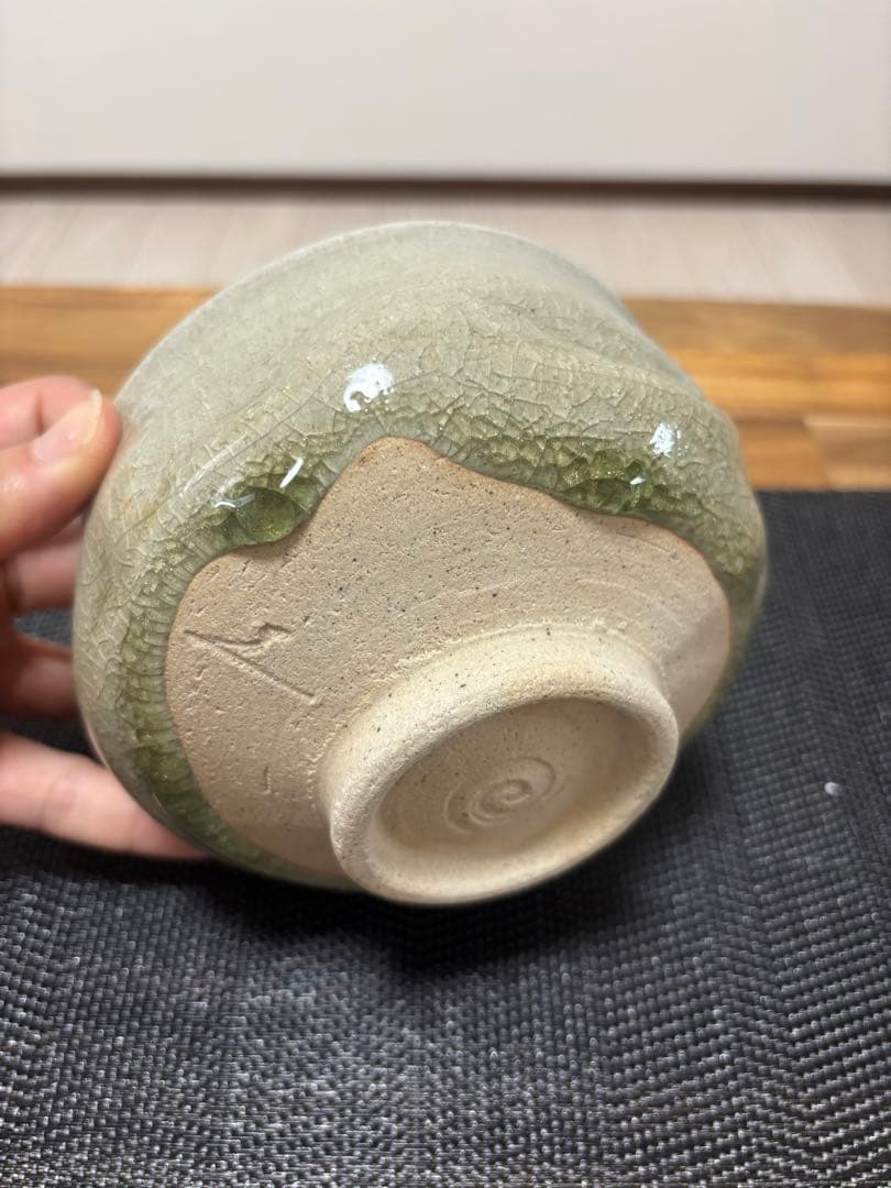 因勅題　空　八王子窯　伊藤優　抹茶茶碗　茶道　茶盌　美品　御深井釉　塩笥くずし