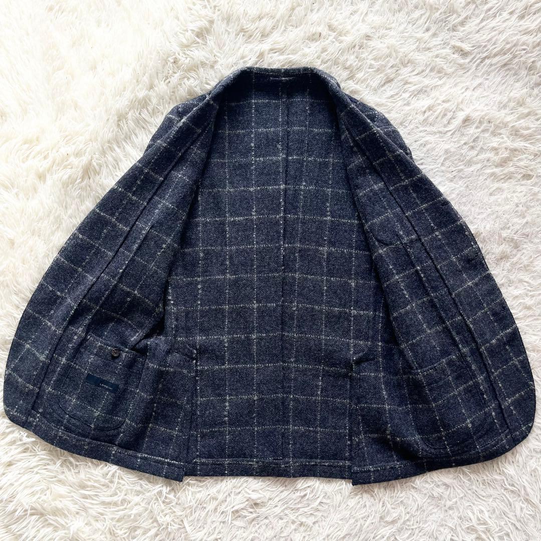 <美品>LARDINI ネイビー ウール ジャケット ブートニエール サイズ48
