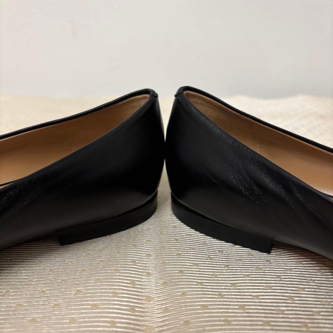美品☆ペリーコ ダマ フラットパンプス 38 黒 レザー スクエアトゥ 革靴