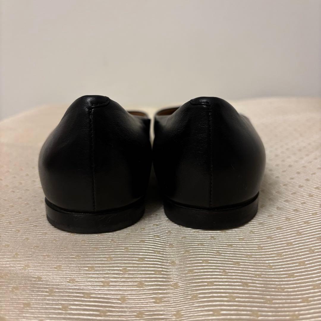 美品☆ペリーコ ダマ フラットパンプス 38 黒 レザー スクエアトゥ 革靴
