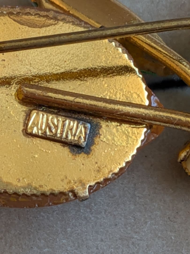 【訳あり】AUSTRIA製 フルーツガラス レモン ブローチ ヴィンテージ