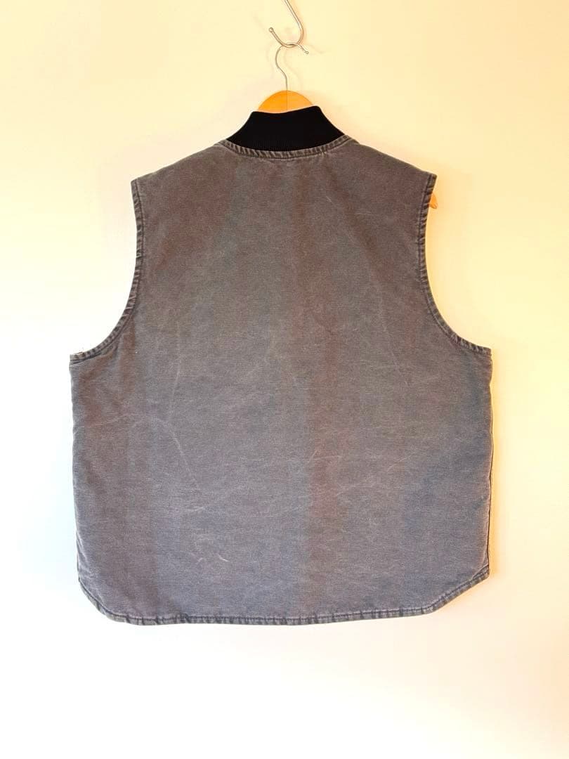 【大人気】良品 カーハート ダックベスト XL グレー フェード ヴィンテージ