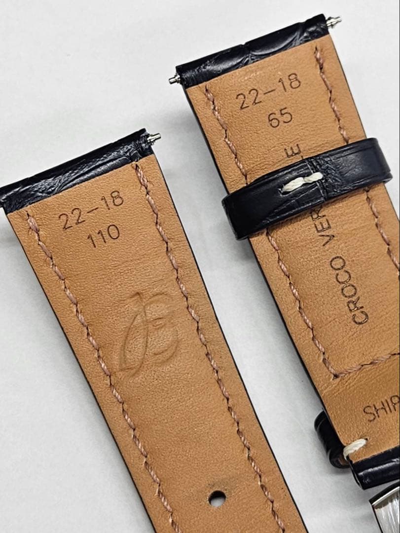 だいちゃん ブライトリング Dバックル レザーベルト 紺22-18 純正品