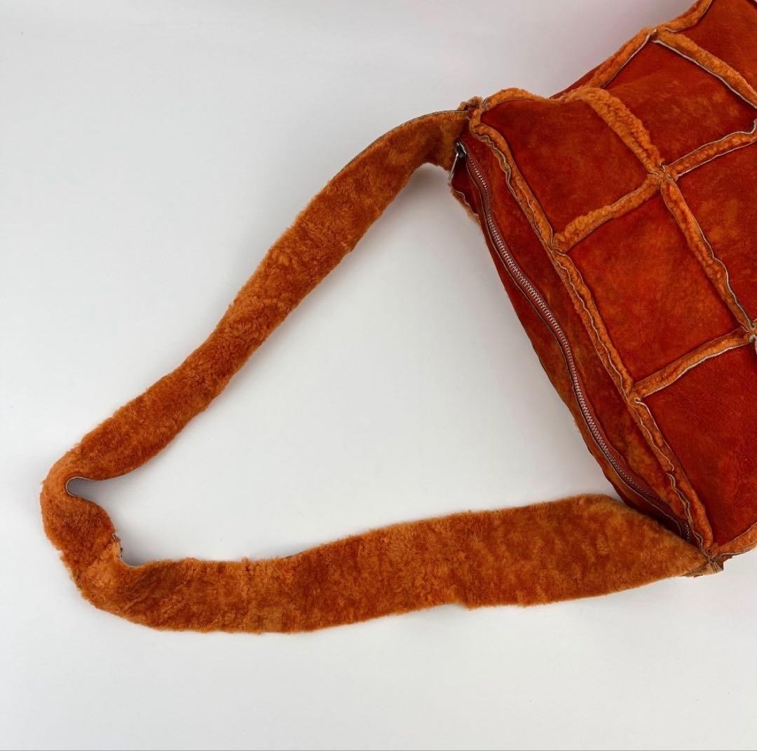 CHANEL オレンジ スエード ショルダーバッグム一トンバッグ美品チョコバ一