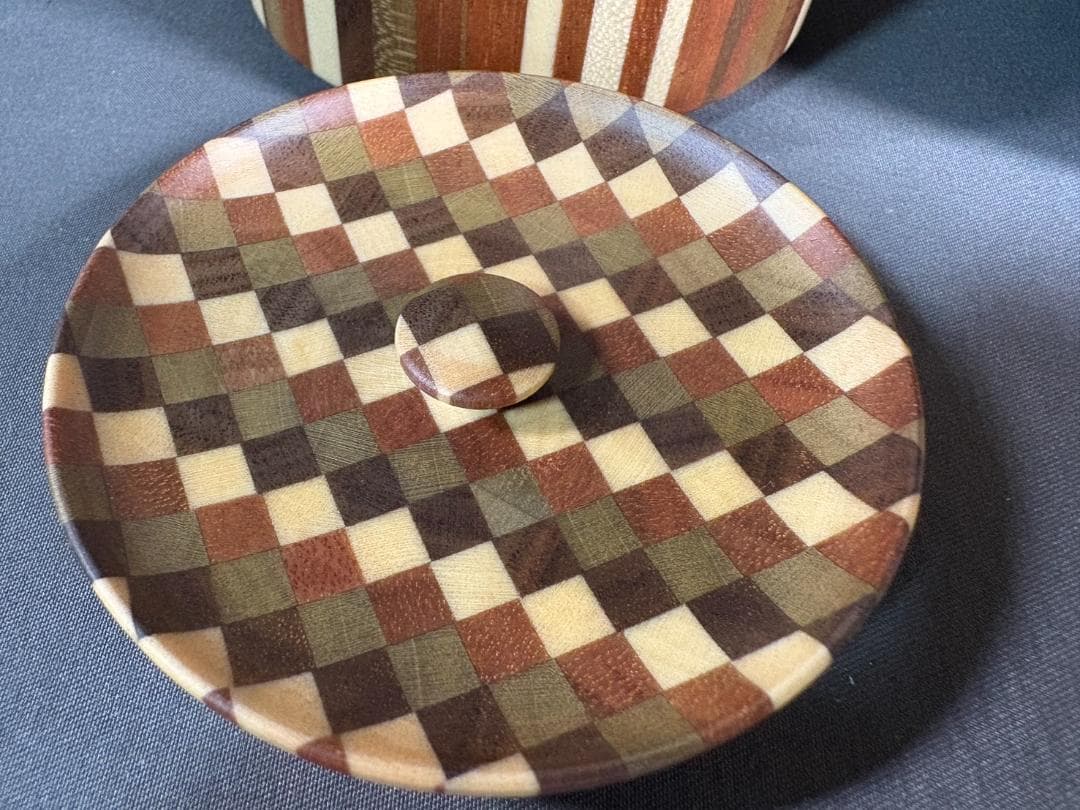 未使用品 箱根寄木細工 茶筒 木製容器 円筒形