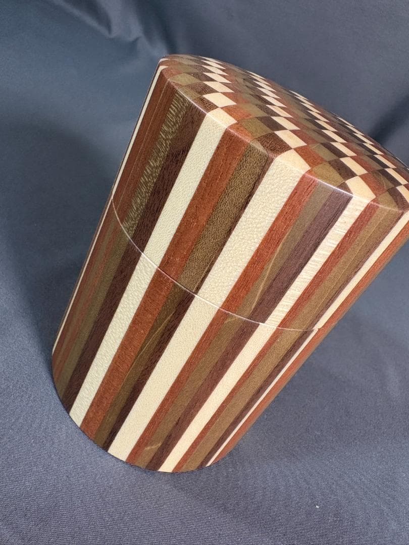 未使用品 箱根寄木細工 茶筒 木製容器 円筒形