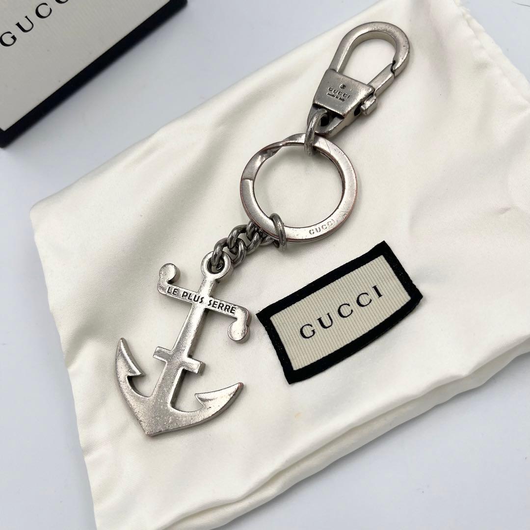 【希少】GUCCI キーホルダー　キーリング　アンカー　イカリ　ロゴ　付属品有り