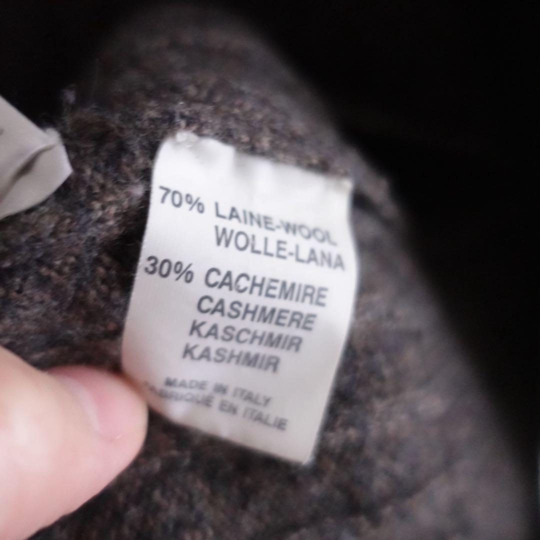 【イタリア製】OLD LANVIN カシミアウール　リブニットポロ　グレー