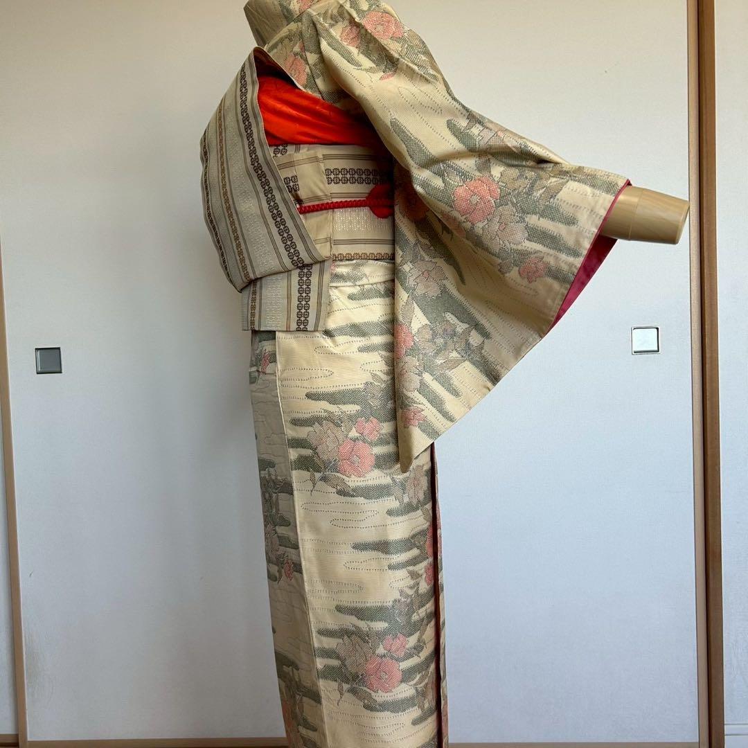 グ*マ様 モ46 未使用近い　美品　袷　正絹　白大島　白紬　大島紬　フルセット