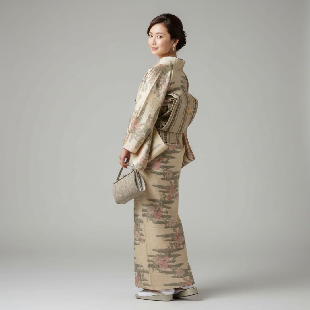 グ*マ様 モ46 未使用近い　美品　袷　正絹　白大島　白紬　大島紬　フルセット