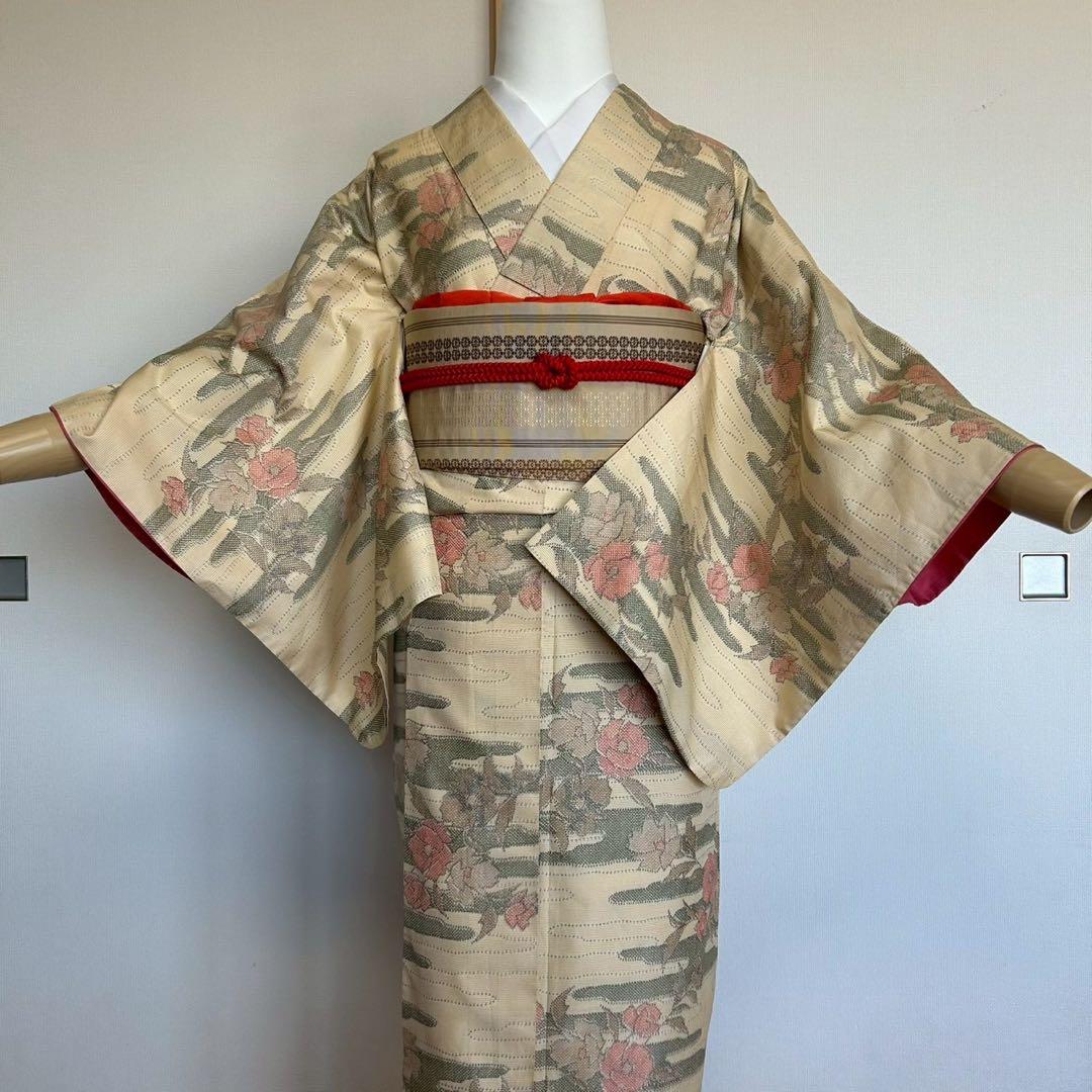 グ*マ様 モ46 未使用近い　美品　袷　正絹　白大島　白紬　大島紬　フルセット