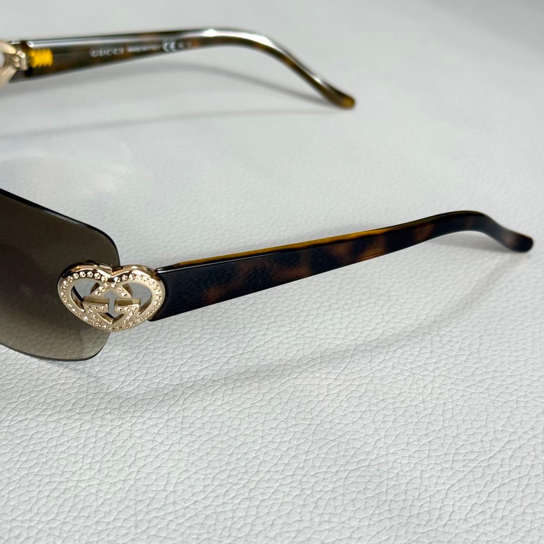 GUCCI ハート gg ラインストーン リムレス サングラス gg4201