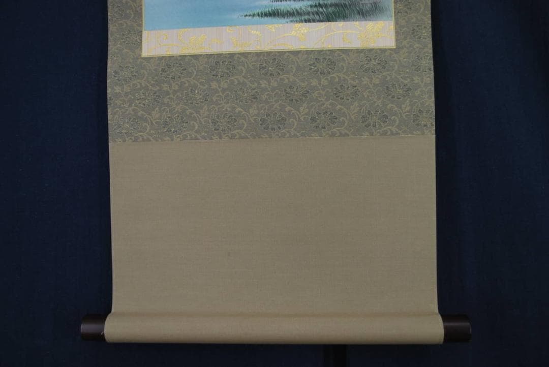 【真作】貴宝/富士山水図/掛軸☆宝船☆R‐364　J