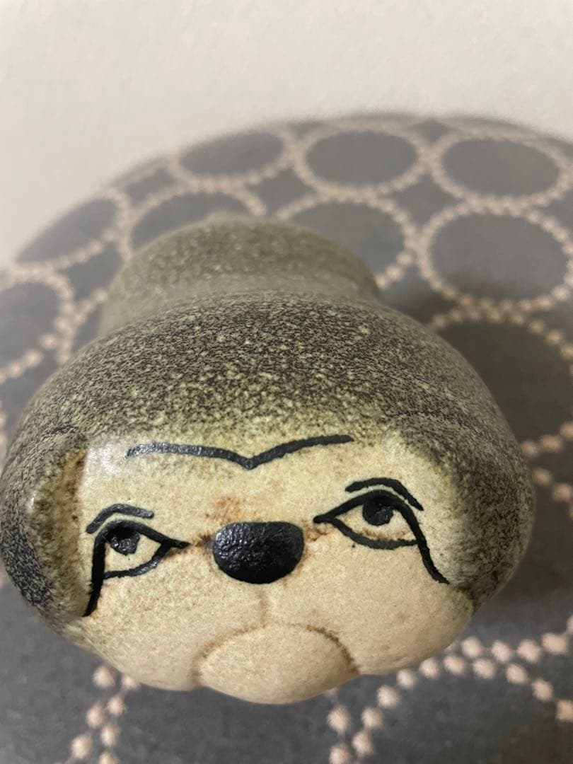 リサラーソン 置物 ケンネル ブルドッグ（中）グレー &ベージュ　2点セット　犬