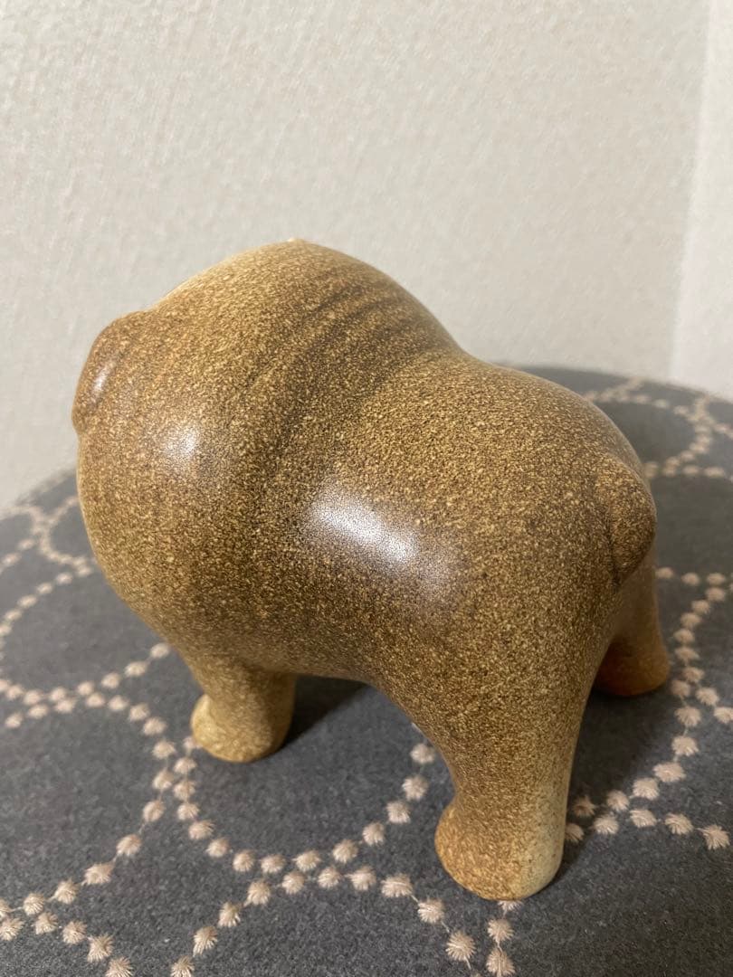 リサラーソン 置物 ケンネル ブルドッグ（中）グレー &ベージュ　2点セット　犬