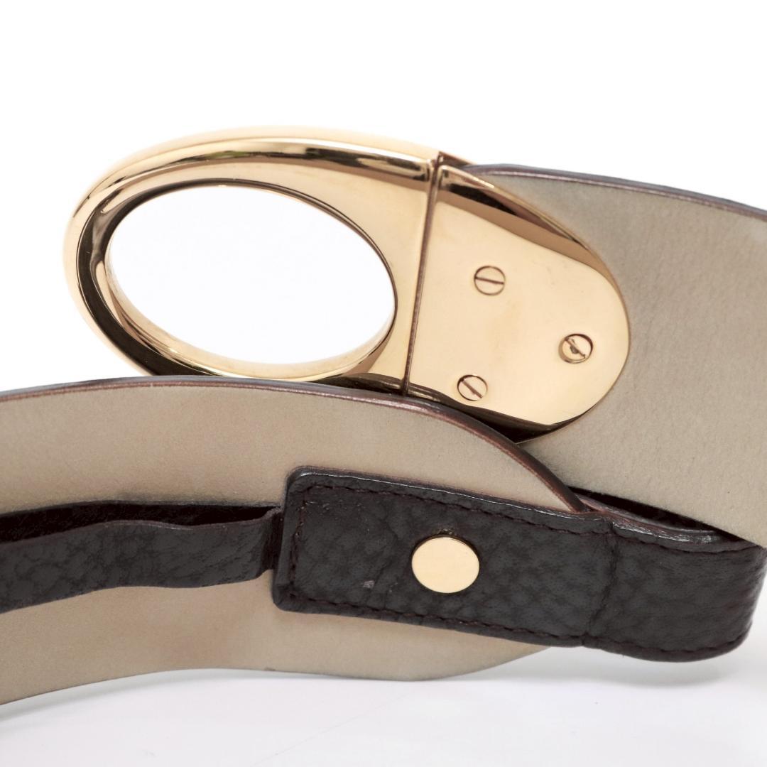 美品 ブルガリ レザーベルト 78cm±2.5 楕円バックル 黒 751