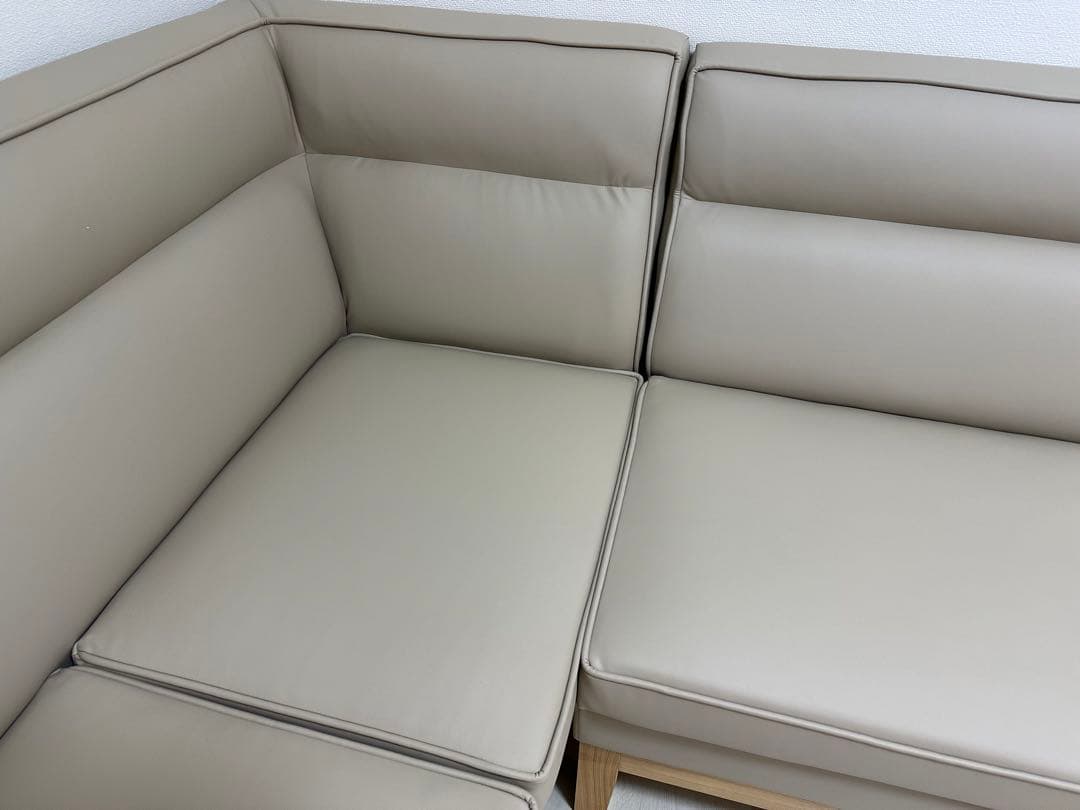 ニトリ ソファ 合成皮革タイプ コーナー ベージュ B