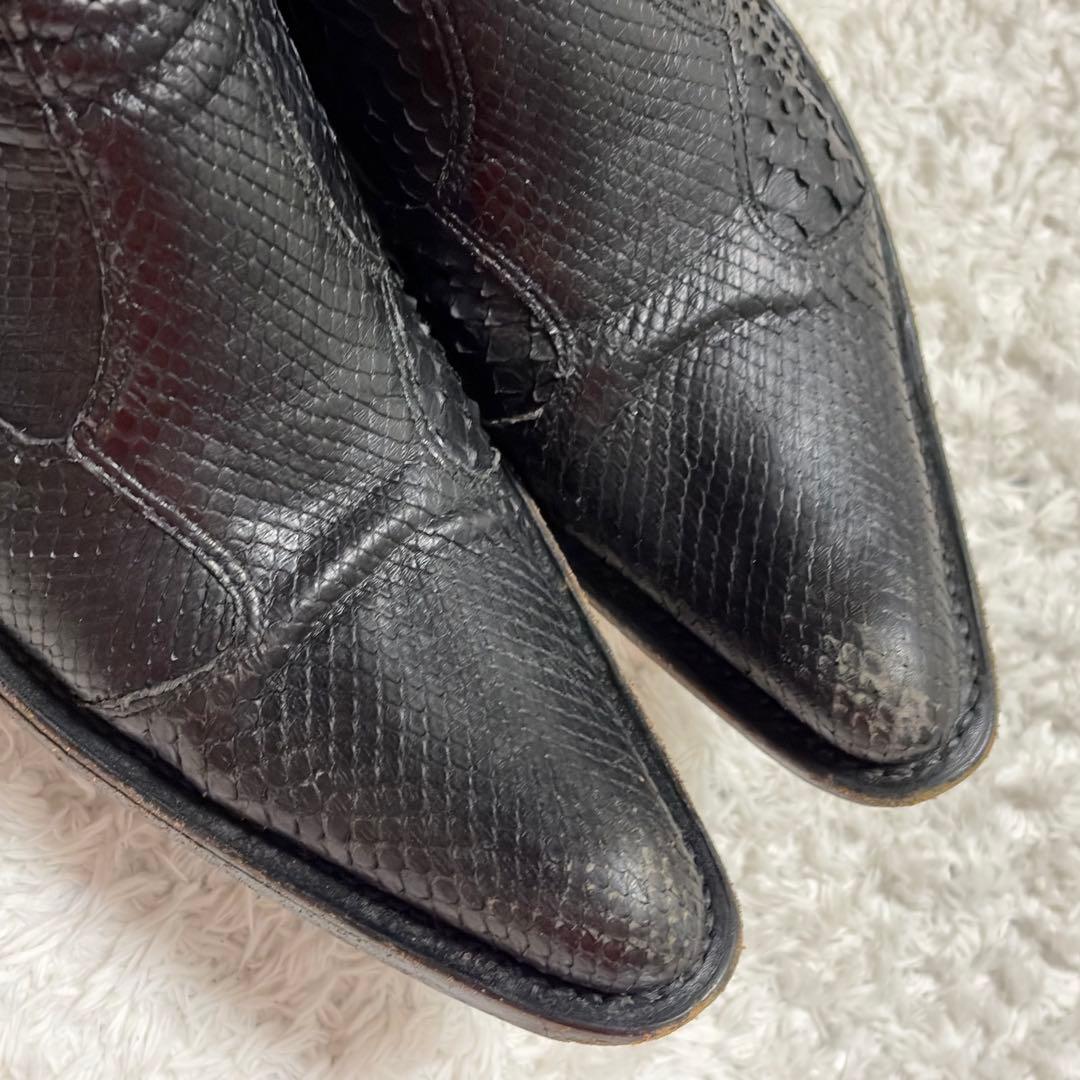 00’s leather boots Python ギャル男 27.0 黒　蛇革