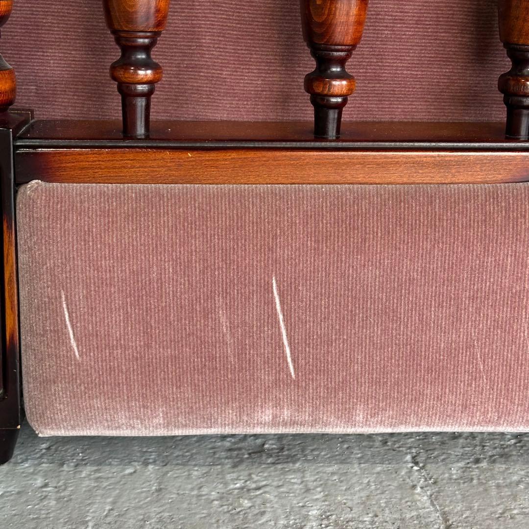 ✦80s✦ 昭和レトロ 三人掛けソファー ベロア生地 木製アーム アンティーク