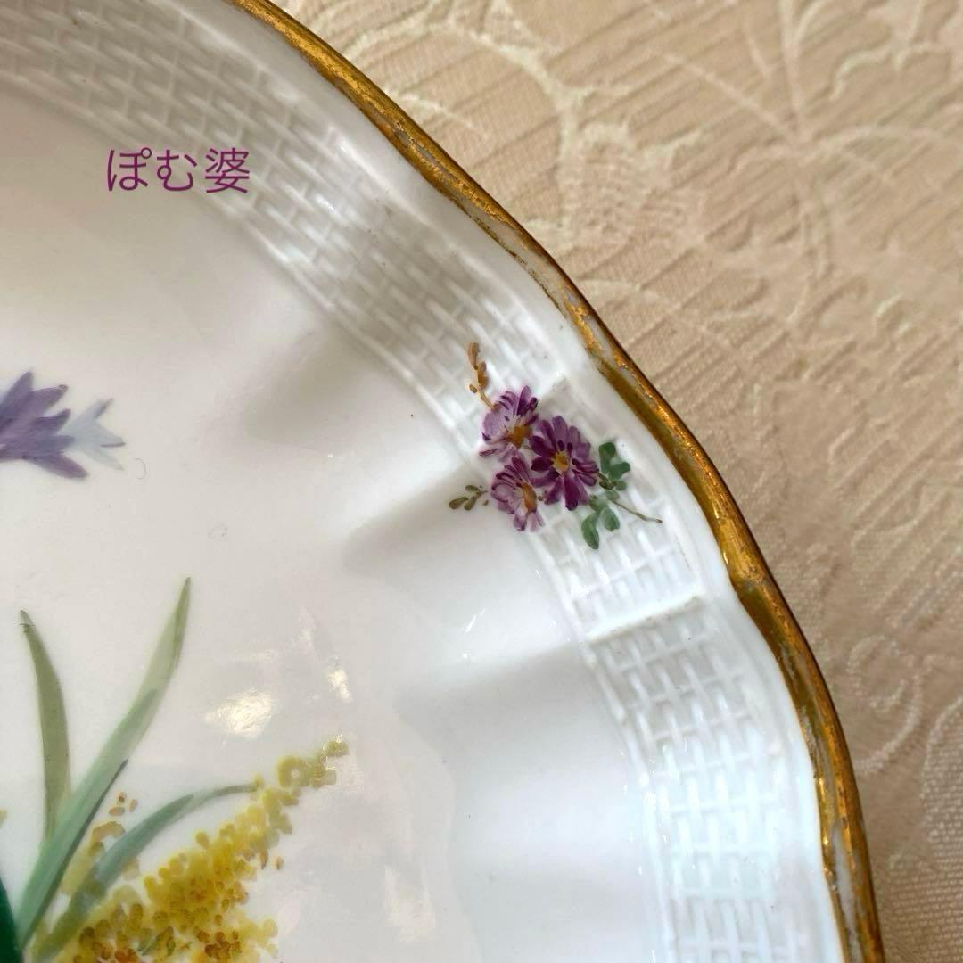 【古マイセン】印象主義 自然主義 ②／楕円深皿 プレート 「花と蝶」