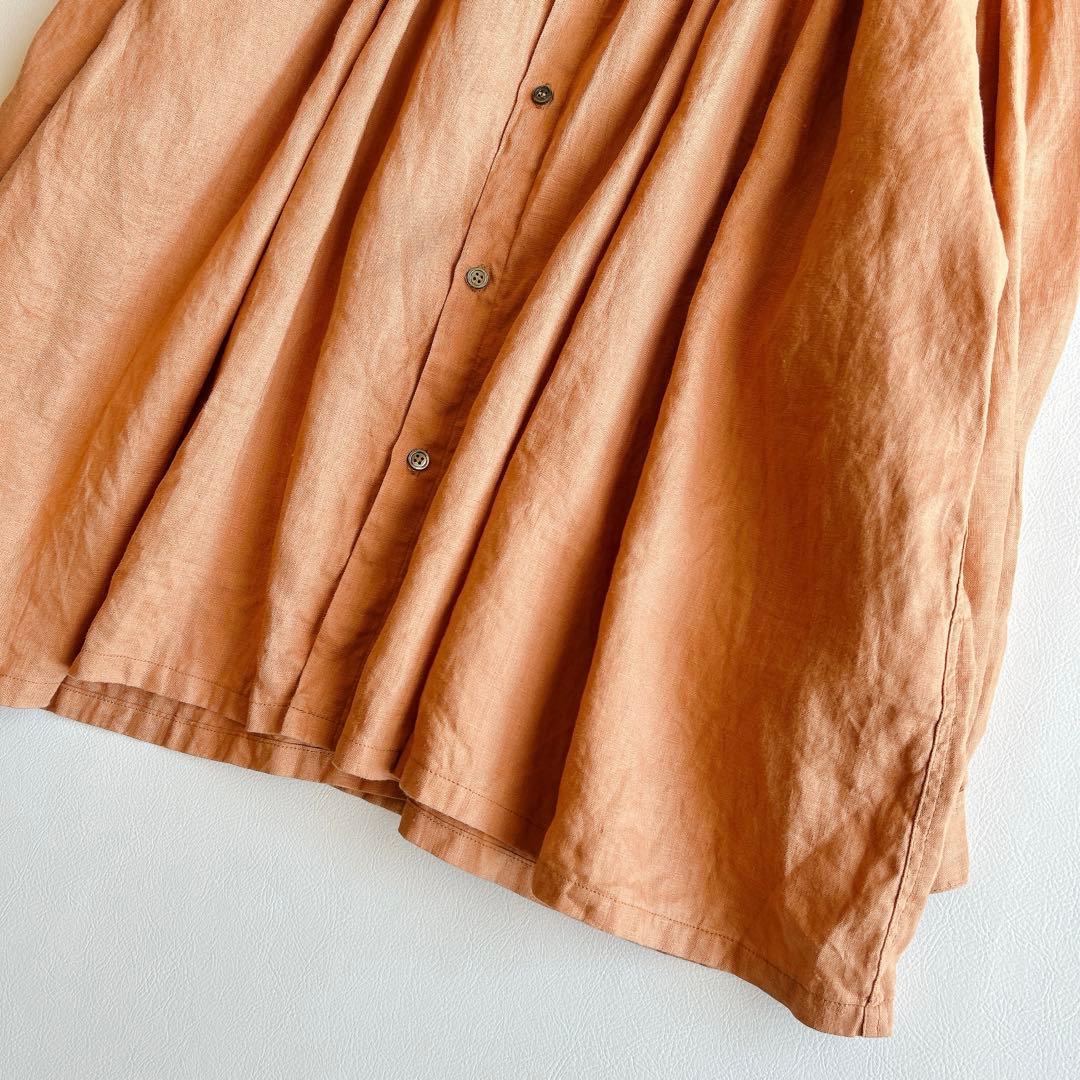 美品 ICHI Antiquite's ⿻ リネン ギャザー ワイドブラウス 麻