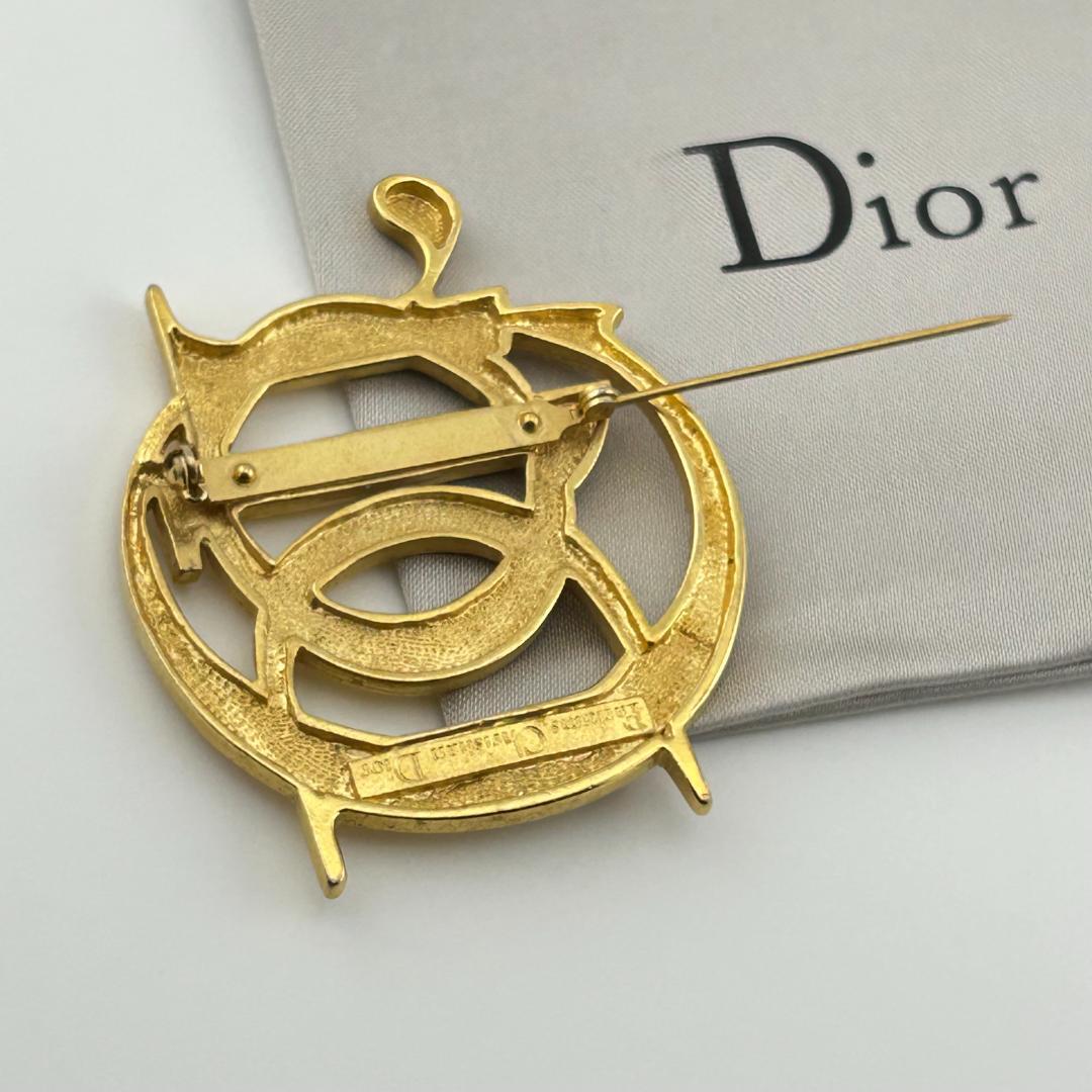 【美品】Christian Dior クリスチャンディオール CDロゴ ブローチ