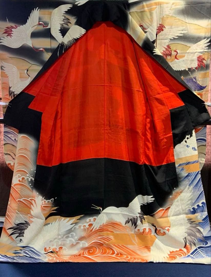 アンティーク振袖 鶴と宝船豪華高級リメイク材料