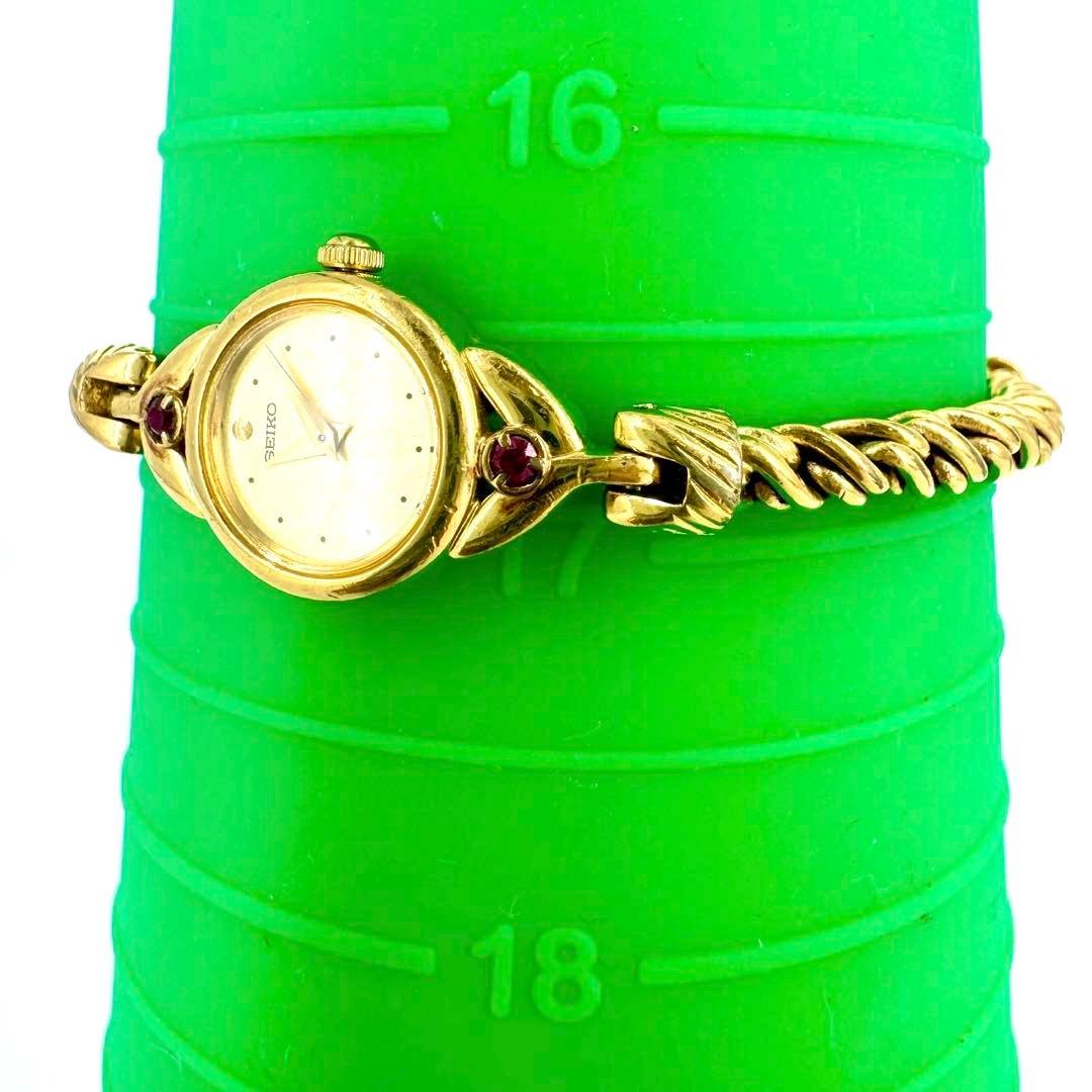 【新品電池】SEIKO ゴールド レディース 腕時計　カラーストーン　クォーツ