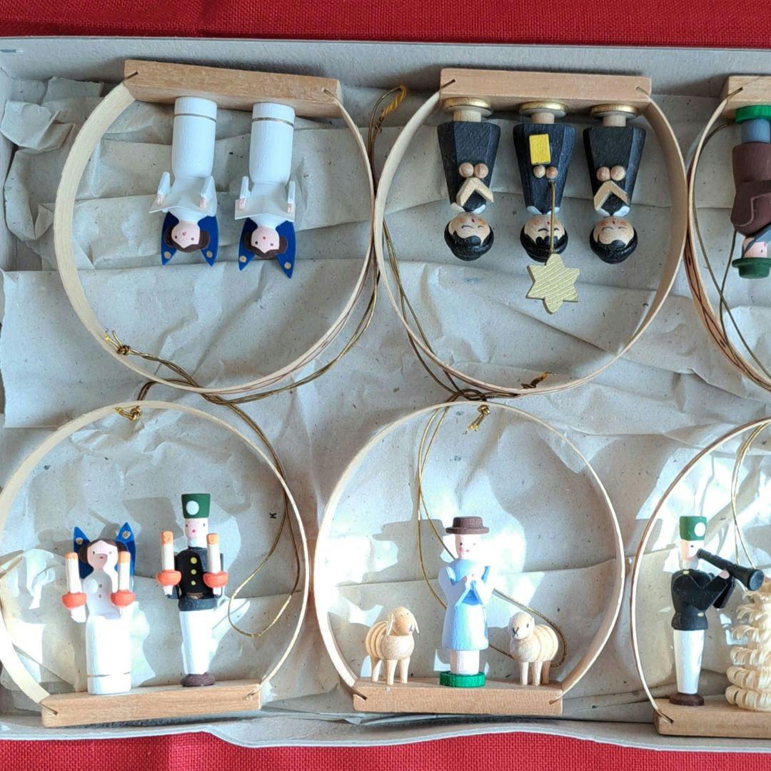 木製クリスマスオーナメント 6個セット ドイツ エルツ山地 ザイフェン