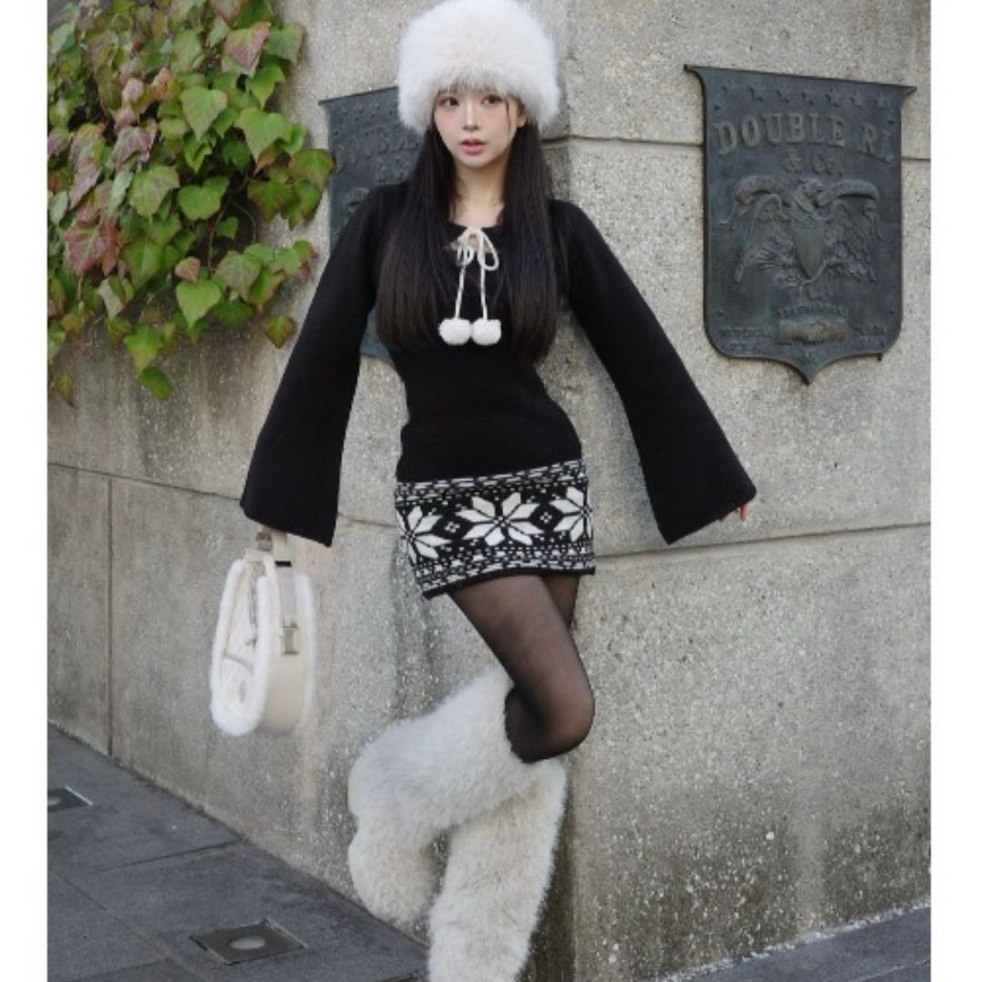 ダーリッチ ノルディックパネルニットミニワンピース