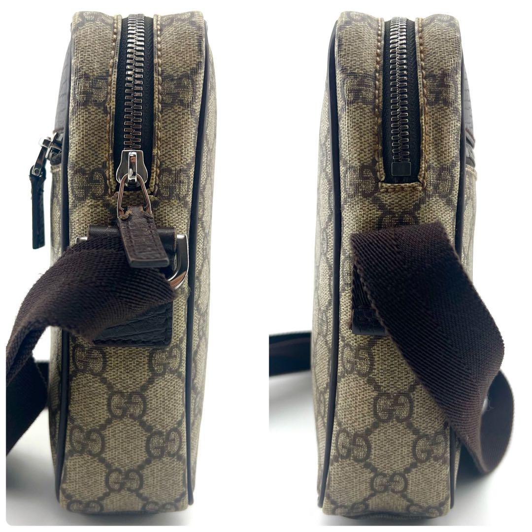 美品　GUCCI　ショルダーバック　PVC　GGスプリーム　斜め掛け　ベージュ