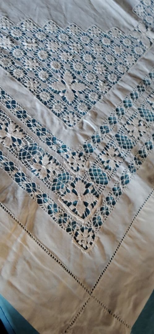 ロンドンのアンティーク屋さんでみつけたスレッドレースのテーブルクロス
