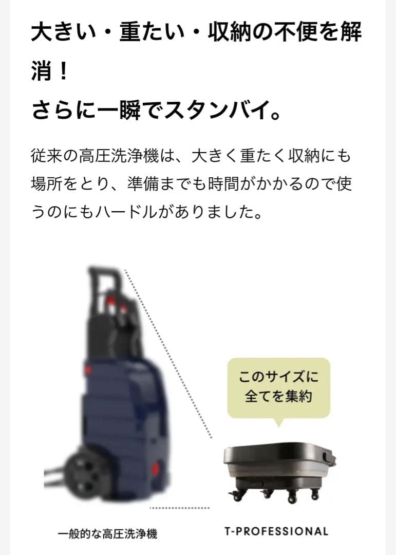T-PROFESSIONALコードレス高圧洗浄機makuake