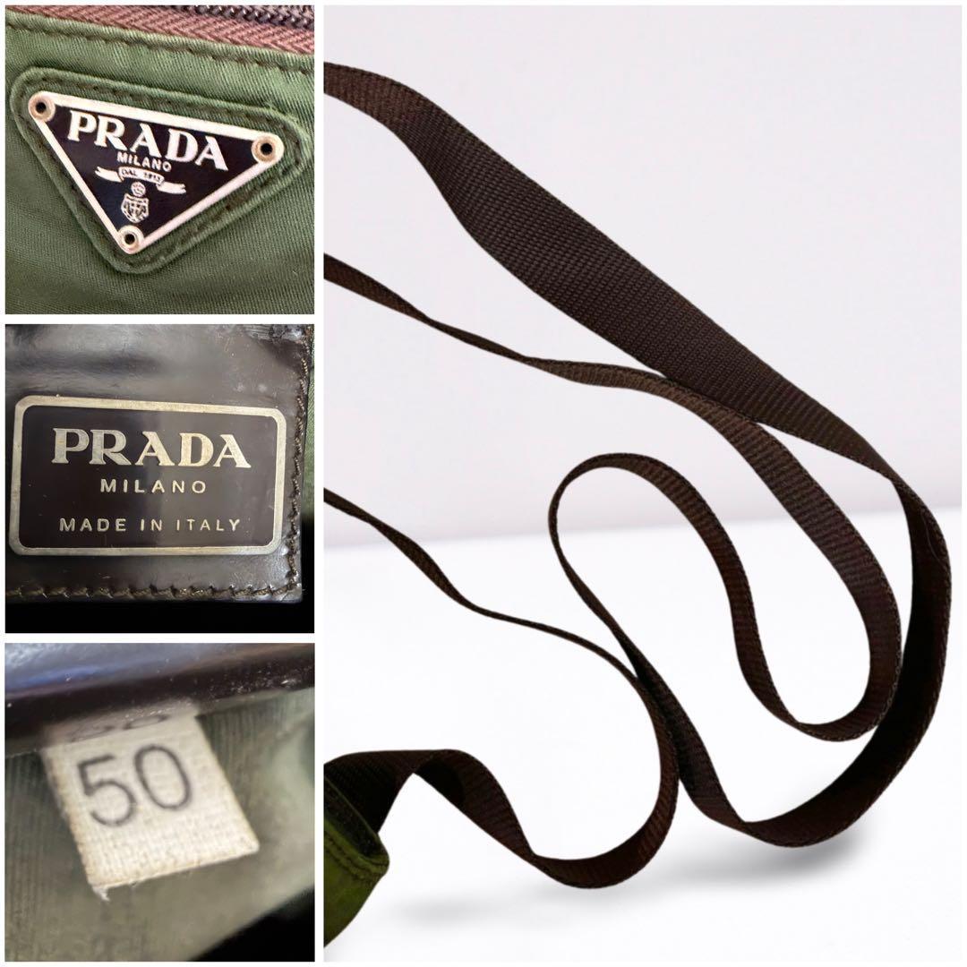 【正規品】PRADA プラダ ミニ ショルダーバッグ 三角ロゴ ナイロン カーキ