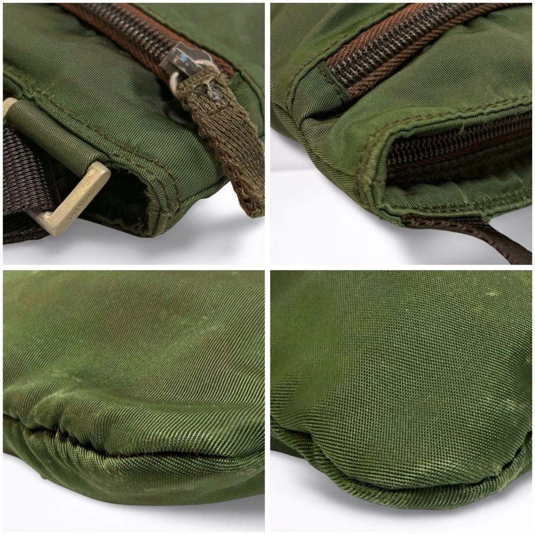 【正規品】PRADA プラダ ミニ ショルダーバッグ 三角ロゴ ナイロン カーキ